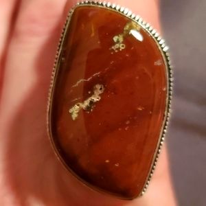 New Red Jasper 925 Silver Statement Ring.